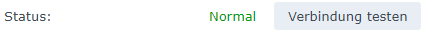Synology NAS DynDNS Hinzufügen Menü. Verbindung testen erfolgreich. Status: Normal