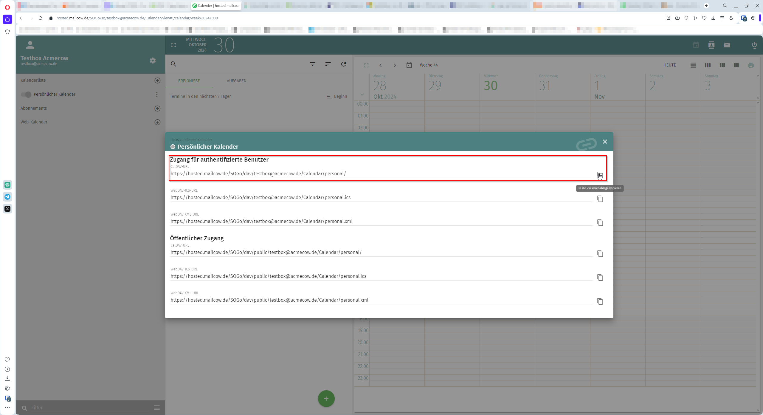 Thunderbird Kalender hinzufügen Assistent. Auswahl liegt auf "Im Netzwerk"