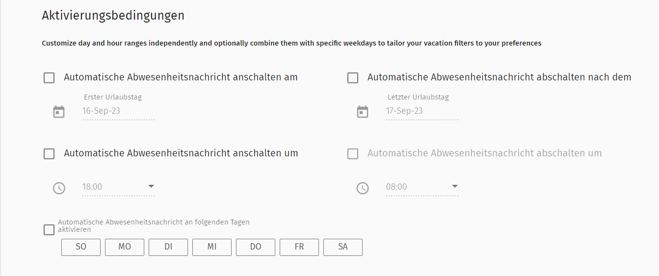 SOGo Aktivierungsbedingungen