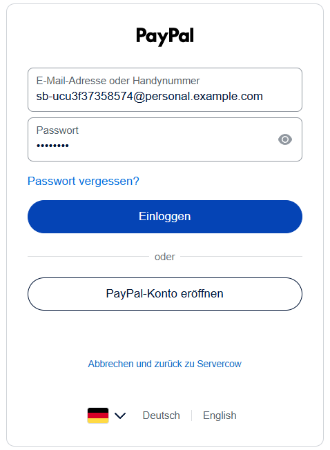PayPal subscription payment login