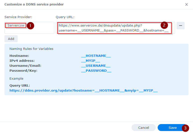 Synology NAS DynDNS Provider Options