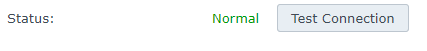Synology NAS DynDNS Addition Menu. Test Connection successfull. Status: Normal