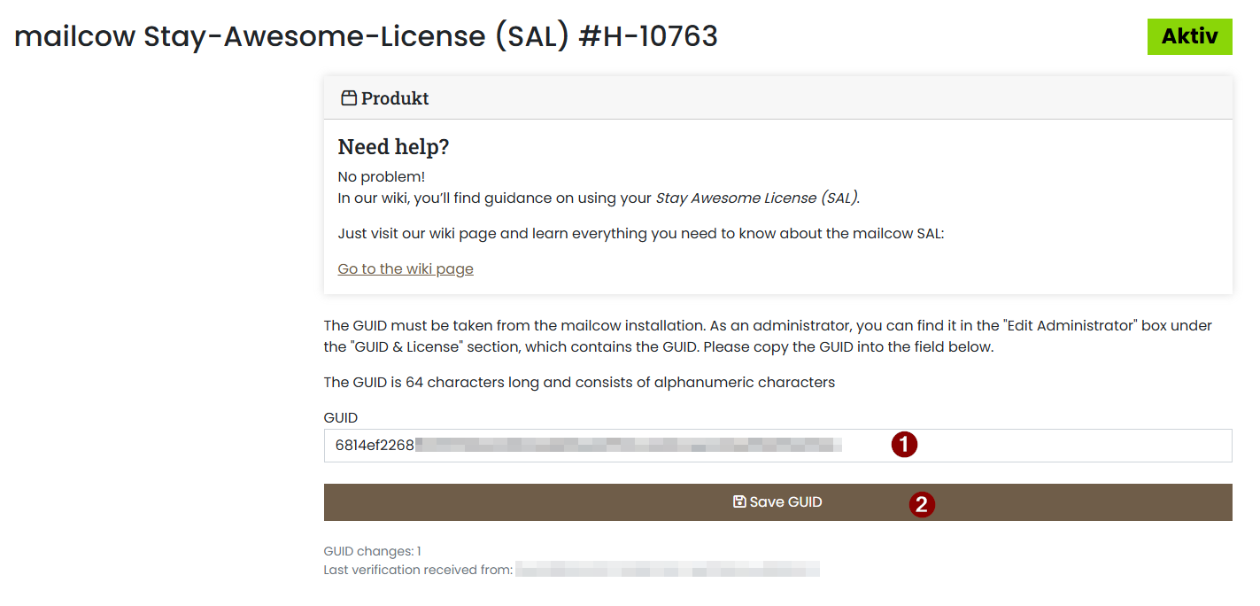 Registration form for mailcow SAL